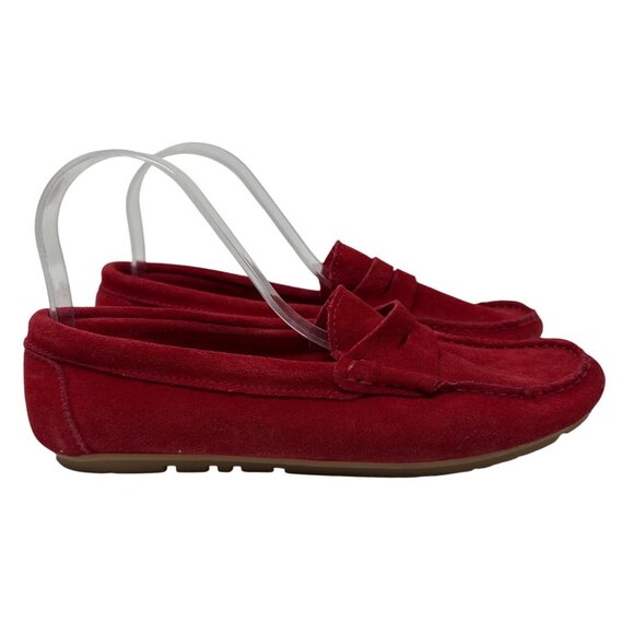 Enzo Tesoti Womens Red Suede Loafers Size 41 Us 9.5 Made In Spain - Picture 1 of 12